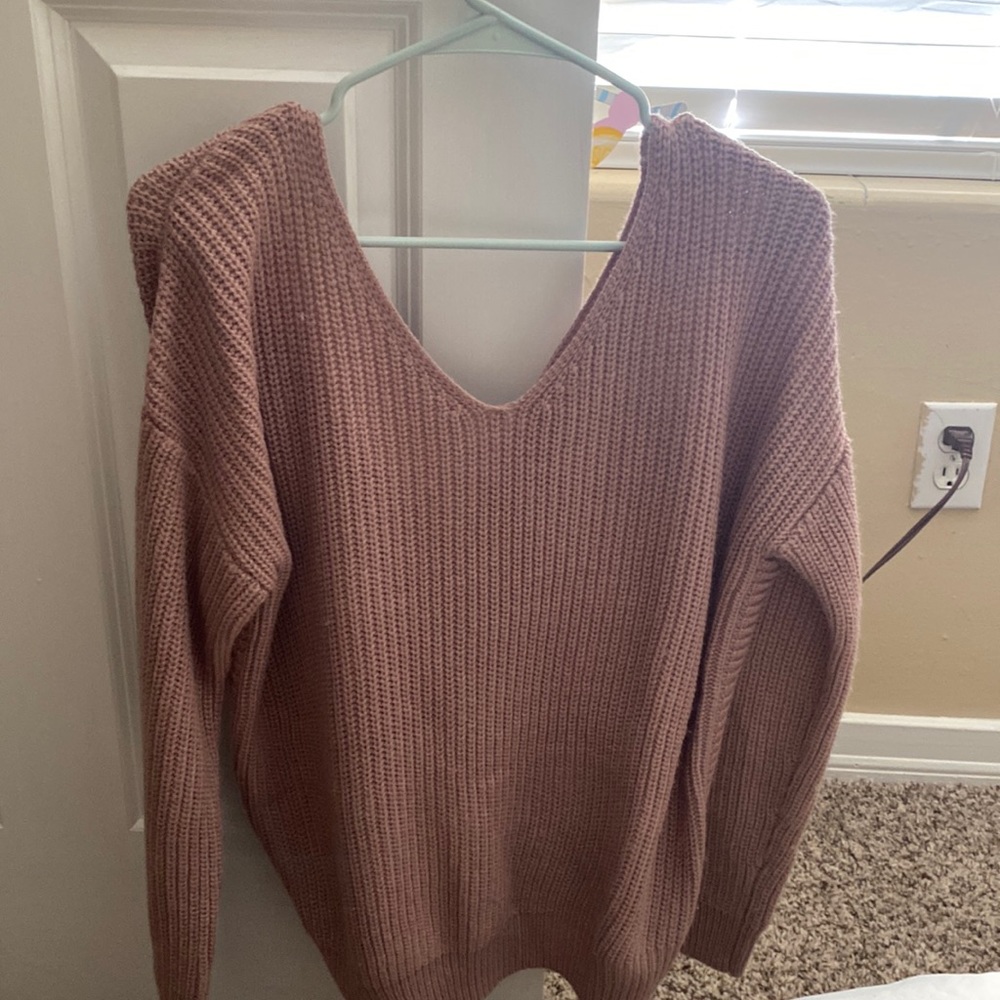 Mauve colored sweater from Copper Closet